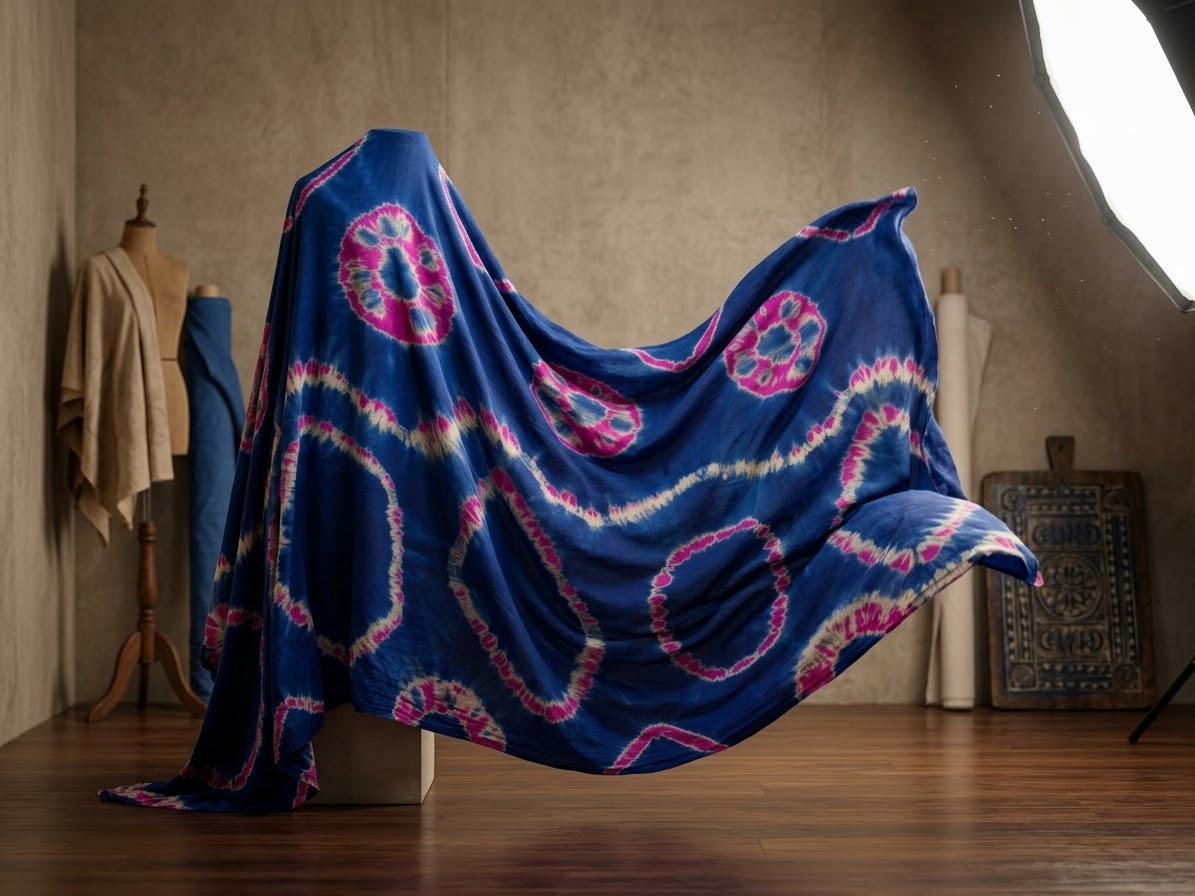 Blue Blossom Adire fabric image 1