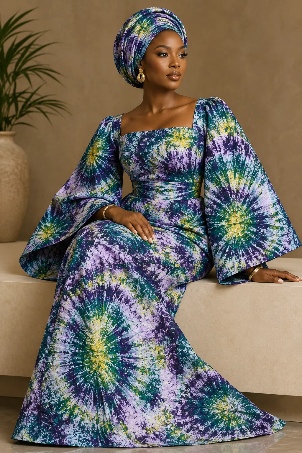 Emerald Burst Adire fabric image 4