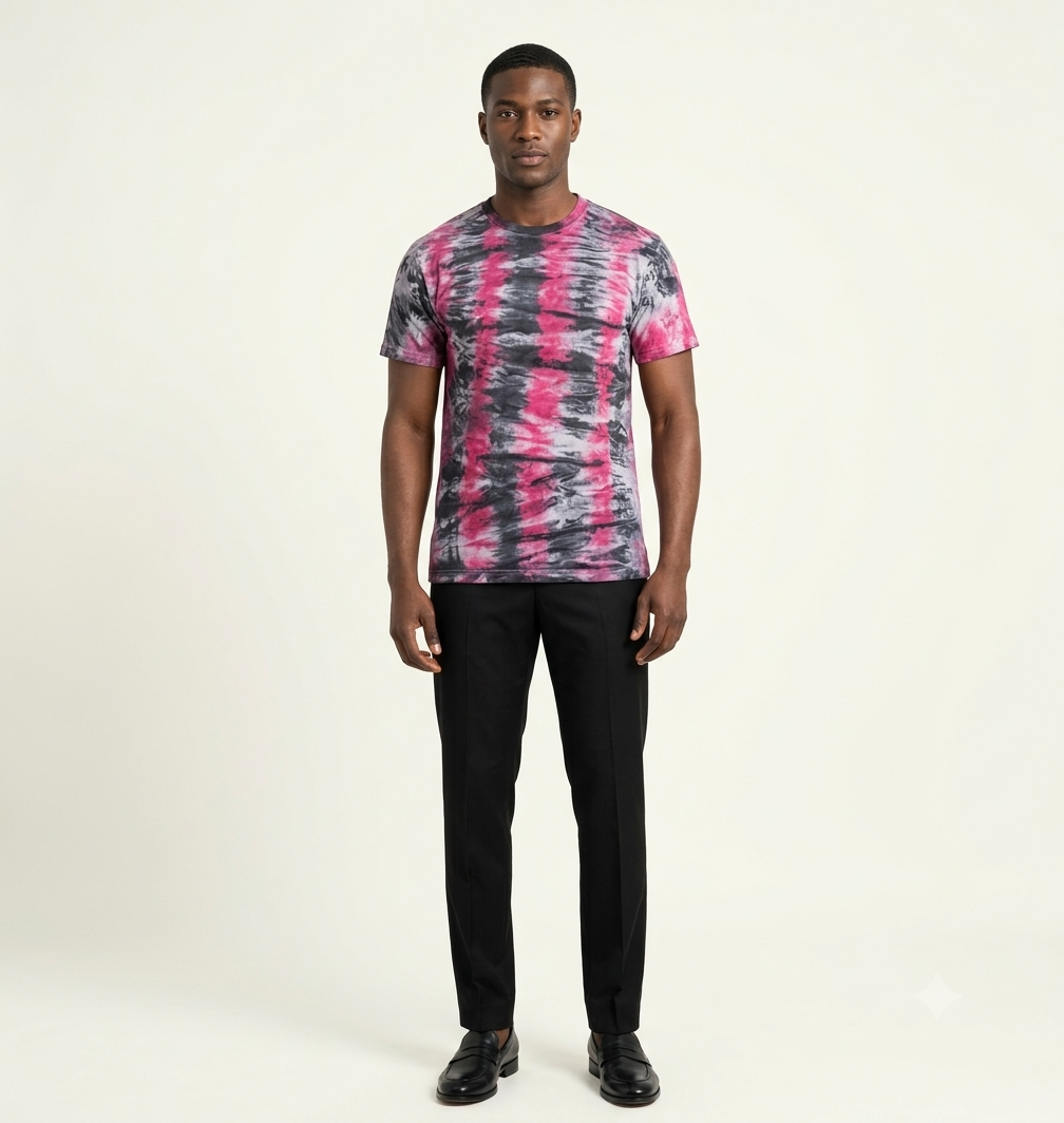 Fuchsia Smoke Striped Adire fabric image 3