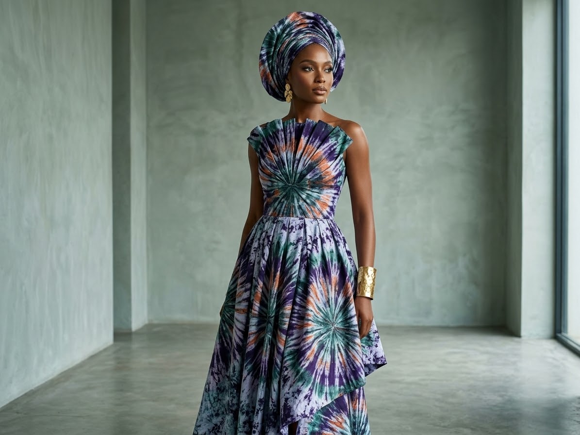 Royal bloom Adire fabric image 4