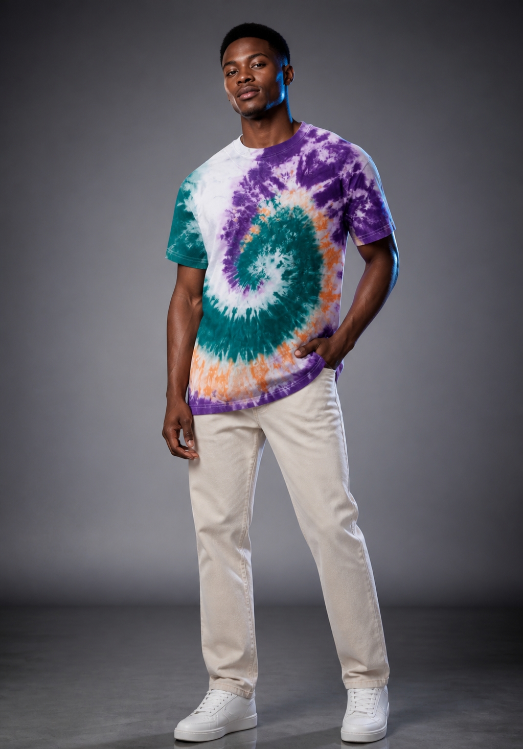 Sunset spiral Adire fabric image 4